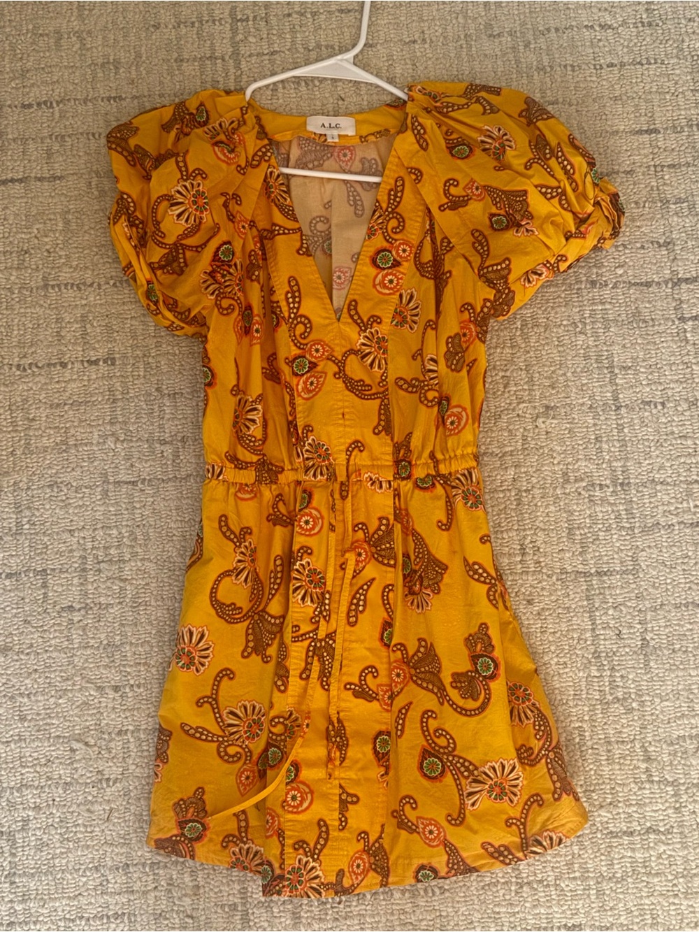 A.L.C. Yellow Paisley Mini Dress